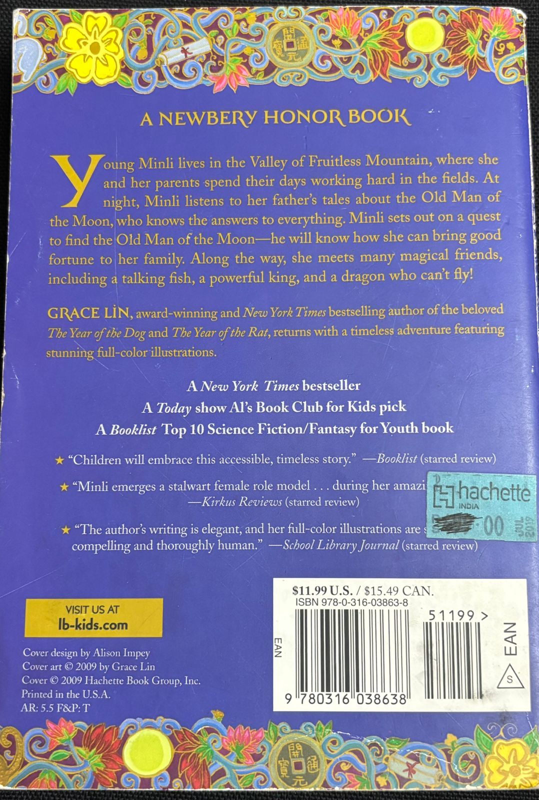 Where the Mountain Meets the Moon by Grace Lin – Newbery Honor Fantasy Book (Used Book) 2 Where the Mountain Meets the Moon - Back