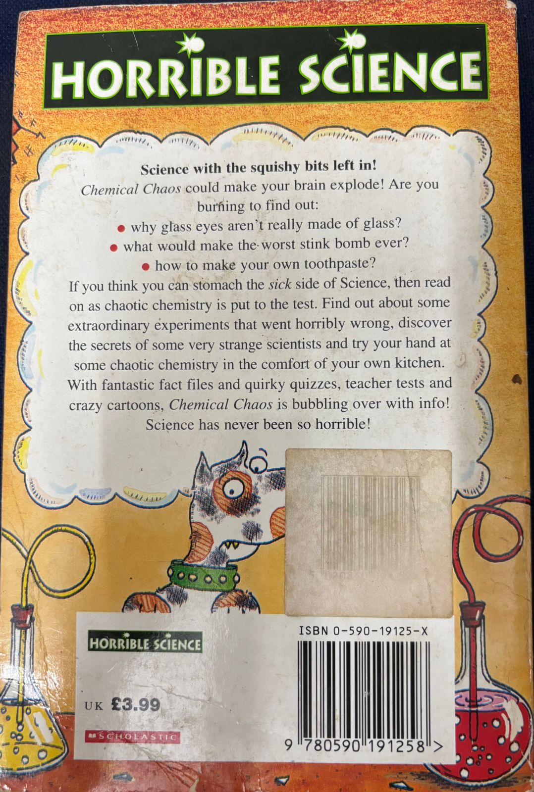 Horrible Science: Chemical Chaos by Nick Arnold – Fun Science Book for Kids (Used Book) 2 chemical chaos - backcover